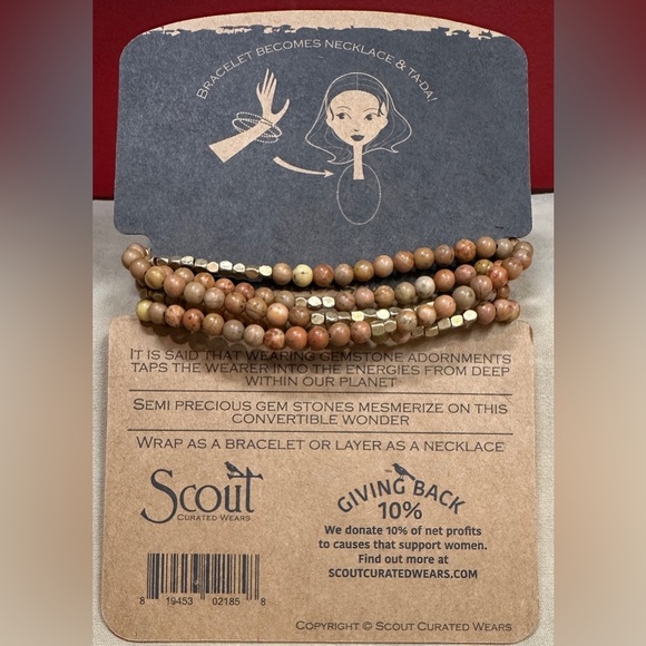 Scout Curated Wears, Petrified Wood, Semi Precious Gem Stone Necklace/Bracelet - Picture 3 of 6